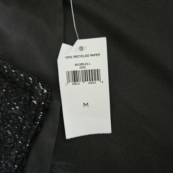 Banana Republic Tweed Collarless Mid-Length Jacket in Black Size Medium - Picture 4 of 6